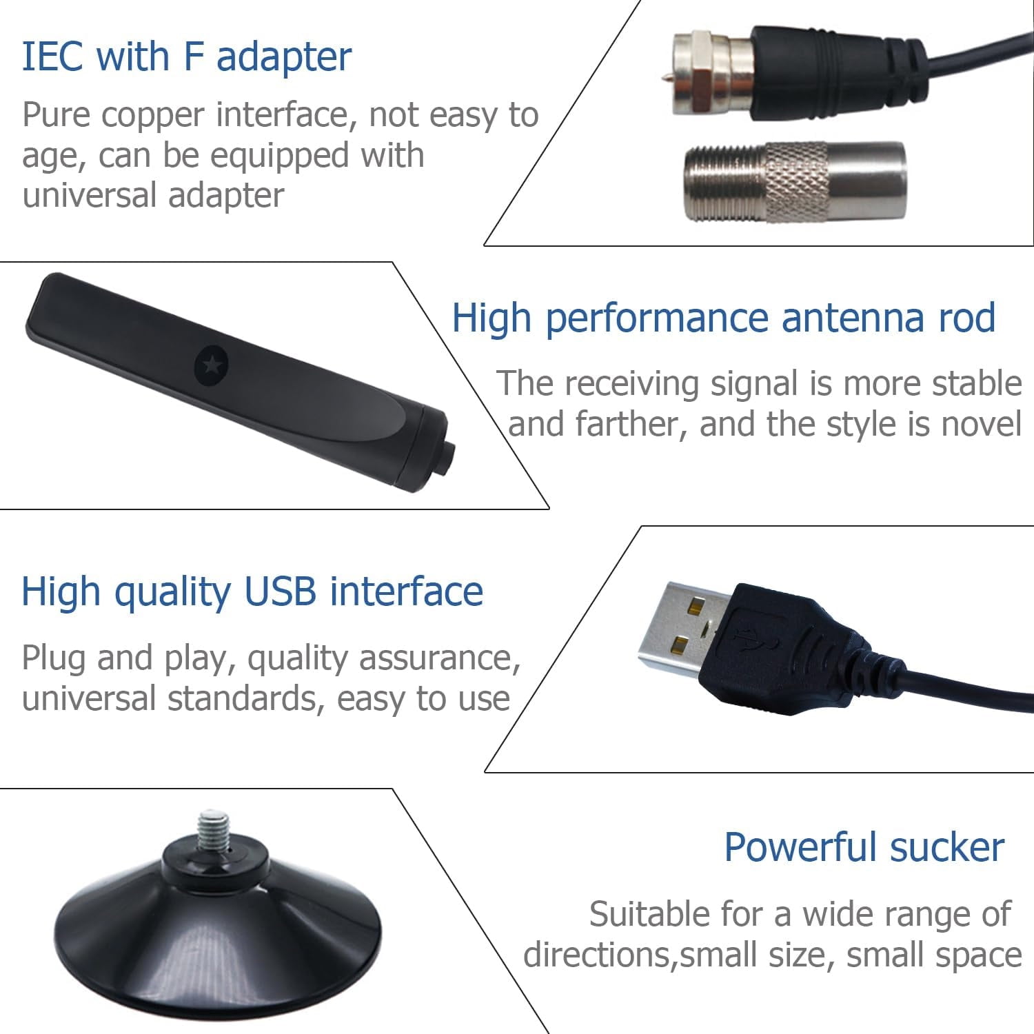 USTOP   Digital Portable TV Antenna with Areas Signal Booster Long 70-80 Miles 16.4ft Coaxial  Range Support All TV with 4K 1080p Antenna para TV for Areas with signal.