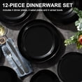 thumbnail image 2 of Vesteel Dinnerware Set for 4, 12 Pieces Premium Stoneware Plates and Bowls Set for Home, Chip & Scratch Resistant, Microwave and Dishwasher Safe - Matte Black, 2 of 10