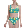 thumbnail image 2 of Picia Lemon Blue Women's High Waisted Bikini Scoop Neck Swimsuit Two Pieces Bathing Suit-, 2 of 8