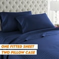 thumbnail image 2 of Royal Bath 1800 Series Twin Size Bed Sheet Set Soft Touch Embossed Stripes – Wrinkle Resistant & Machine Washable (Navy Blue), 2 of 4