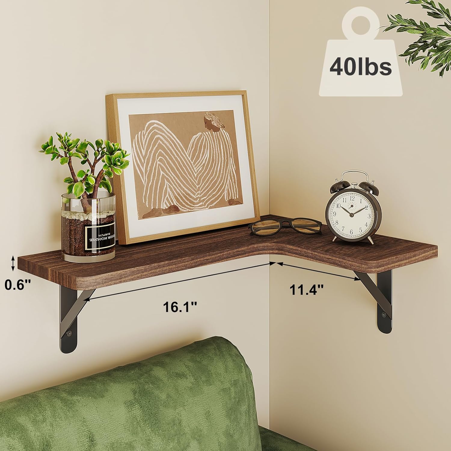 Fairy 0.6'' x 16.1'' 2-Tier Dark Carbonized Black Floating Shelf (5 Count)