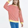 thumbnail image 6 of Miluxas Girls Long Sleeve Crewneck Striped Sweatshirt Casual Color Block Pullover Tops Yellow 1-2 Years, 6 of 8