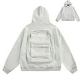 thumbnail image 2 of Dwelliawo Book Bag Hoodie, Comfort Travel Backpack Hoodies with Zipper for Men Women, Creative Hooded Sweatshirts Cardigan Travel Hoodie with Backpack Gray L, 2 of 4