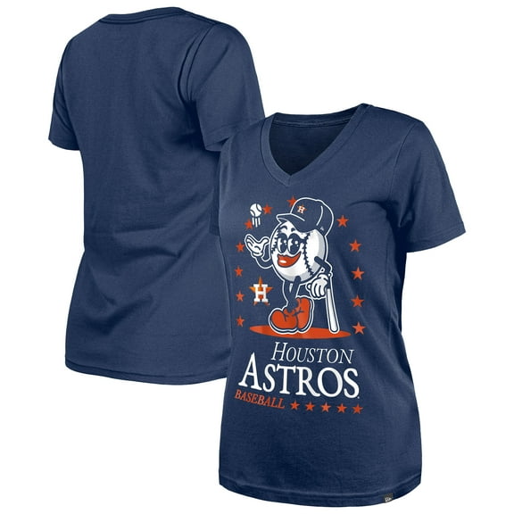 Women's New Era Navy Houston Astros Little Miss 2 V-Neck T-Shirt