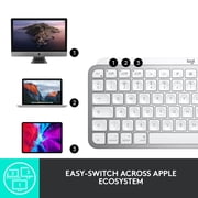 لوحة مفاتيح Logitech MX Keys Mini for Mac اللاسلكية البسيطة، مدمجة، بلوتوث، مفاتيح بإضاءة خلفية، USB-C، كتابة لمسية، رمادي شاحب