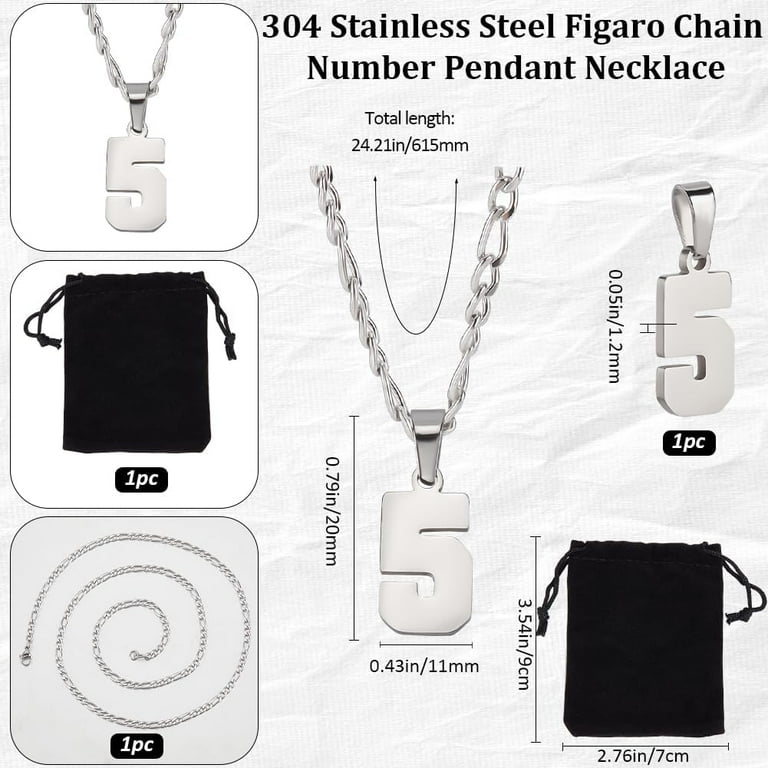 Personalized Stainless Steel Number Necklace For Men & Athletes | Sports Jersey Number Pendant