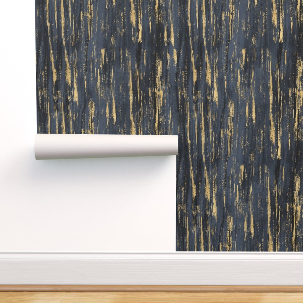 Home & Garden Removable WaterActivated Wallpaper Navy Cream Botanical