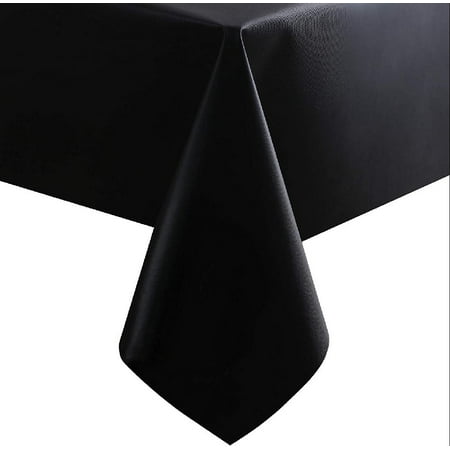 

Vinyl Rectangle Tablecloth – 60 x 84 Inch 100% Waterproof Wipeable Plastic Table Cover Durable Protector for Dining Table Picnic Camping Holiday Black
