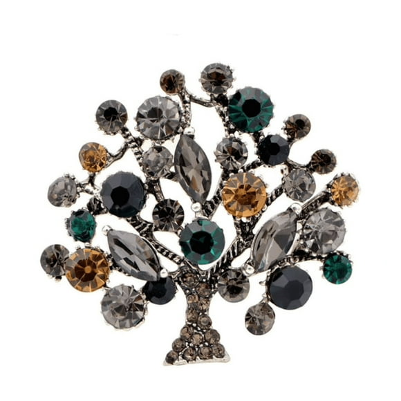 Don’t Ask Women’s Earth-Toned Crystal Tree Brooch – Autumn Tree Brooch with Crystal Detail