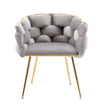 thumbnail image 2 of Tcbosik Makeup Vanity Chair with Back, Upholstered Accent Armchair, Comfy Velvet Chair with Metal Legs for Bedroom, Living Room, Dining Room, Easy Assembly, Gray, 2 of 9