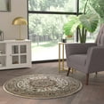 thumbnail image 3 of Emma + Oliver Ultra Soft 4'x4' Round Olefin Accent Rug with Traditional Multicolor Medallion Design in Ivory with Natural Jute Backing, 3 of 7