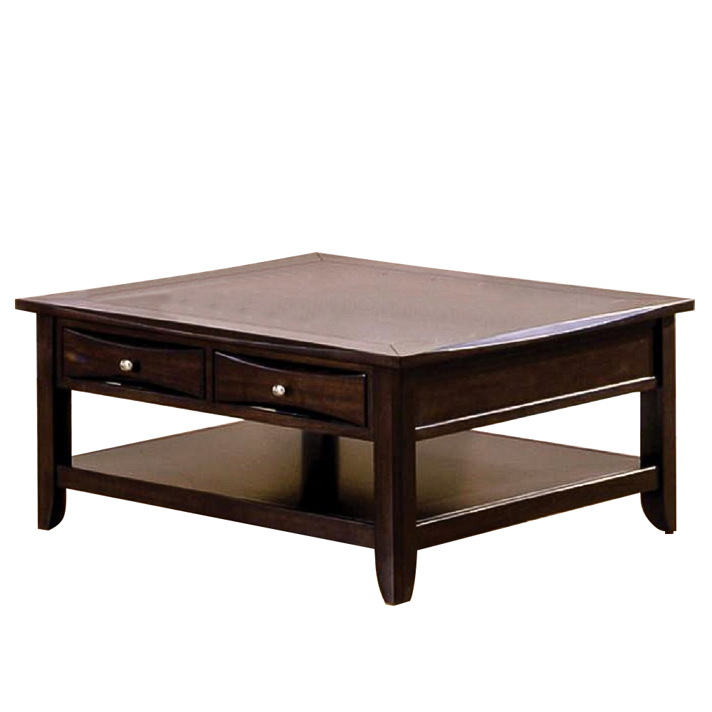 2Drawer Square Cocktail Coffee Table, Espresso