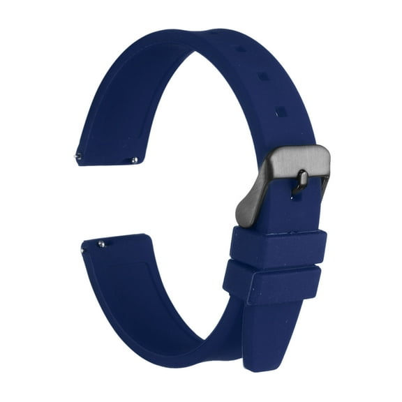 Uxcell Silicone Watch Band 16mm Quick Release Flexible Soft Rubber Watch Strap with Stainless Steel Black Clasp Replacement Wristband for Men Women, Navy Blue