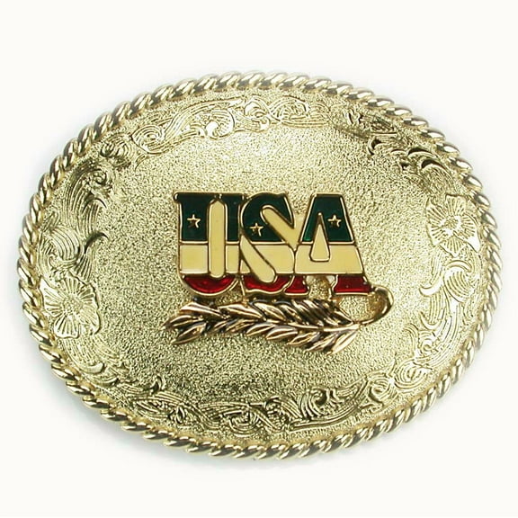Gold Belt Buckle with USA Lettering