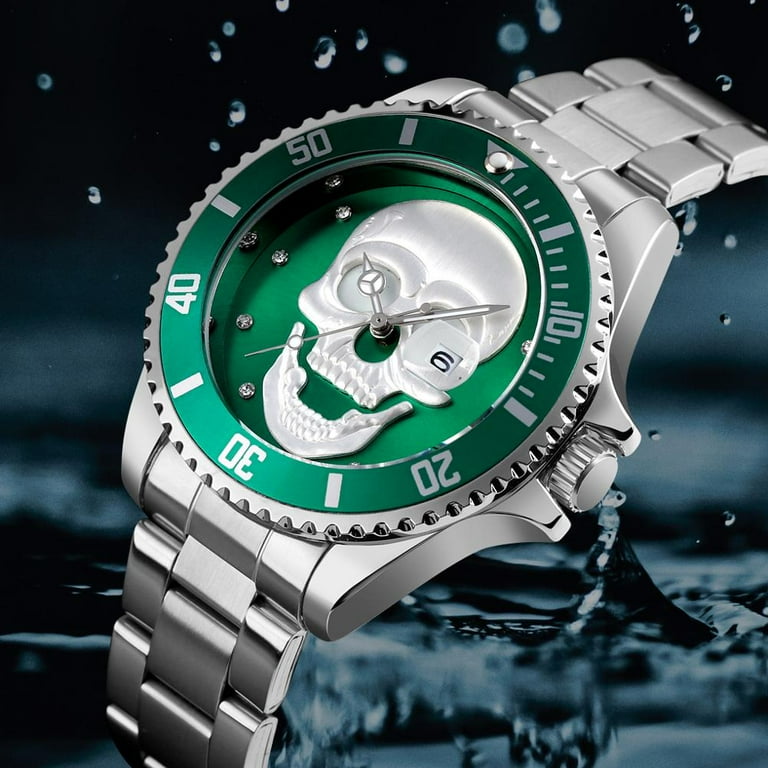 Luxury Stainless Steel Men s Watch Fashion Men Quartz Watch Ghost Head Date Watches Original Brand SKMEI Wristwatch Clock