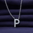 thumbnail image 2 of 18K White Gold Plated Initial Necklace | Moissanite Diamond Alphabet Necklace | Dainty Necklaces for Her | Letter "P" Pendant Necklace |18" + 2" Adjustable Chain, 2 of 6