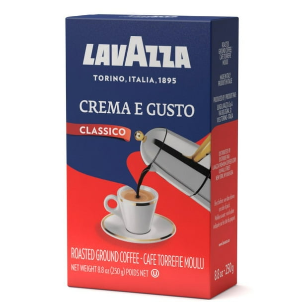 Lavazza Crema e Gusto Ground Coffee Blend, Espresso Dark Roast, 8.8Ounce Brick