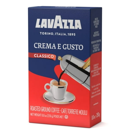 Lavazza Crema e Gusto Ground Coffee Blend, Espresso Dark Roast, 8.8-Ounce