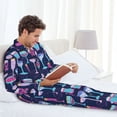 thumbnail image 5 of KLL Wine Glasses And Cocktails Sleepwear Mens Flannel Pajamas,Long Cotton Pj Set, 5 of 7