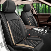 AOMSAZTO 2 Front Seat Cover Fit for GMC Canyon 2007-2025 | Faux Leather Seat Covers Waterproof Car Seat Covers Protector | Compatible with Airbag & Easy to Install (2 Seats, Goleden Line)