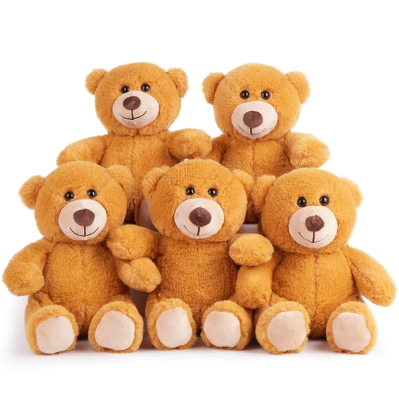 LotFancy Teddy Bear Stuffed Animal Bulk, 5 Pack 10 in Plush Bear Toy Gifts for Kids, Girls, Brown