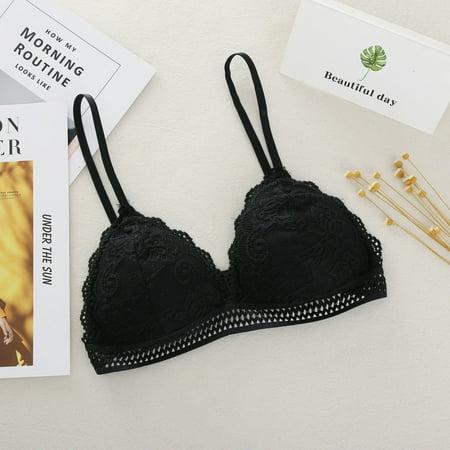

TANGNADE Women Comfortable Cup Ring-Free Ventilation Bra Deep V-lace Thin Underwear