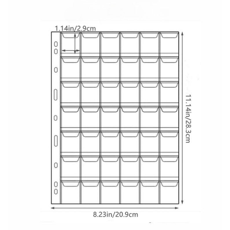 630Pockets Coin Collection Pages, 15 Sheets Coin Collection Supplies Pages with Standard 9 Hole Coin Binder Sleeves (42 Pocket)