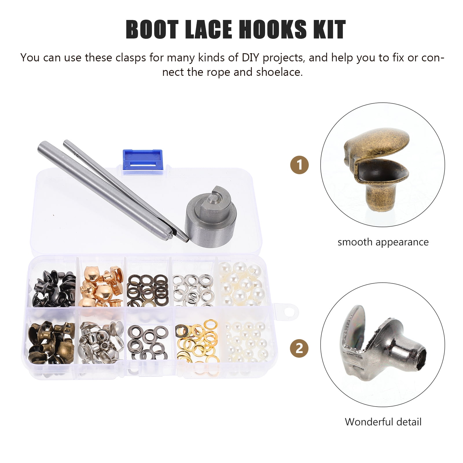 2 Sets Hiking Shoes with Hook Boots Eyelets and Grommets Lace Hooks Kit Camping Major Flexibility Copper Stainless Steel