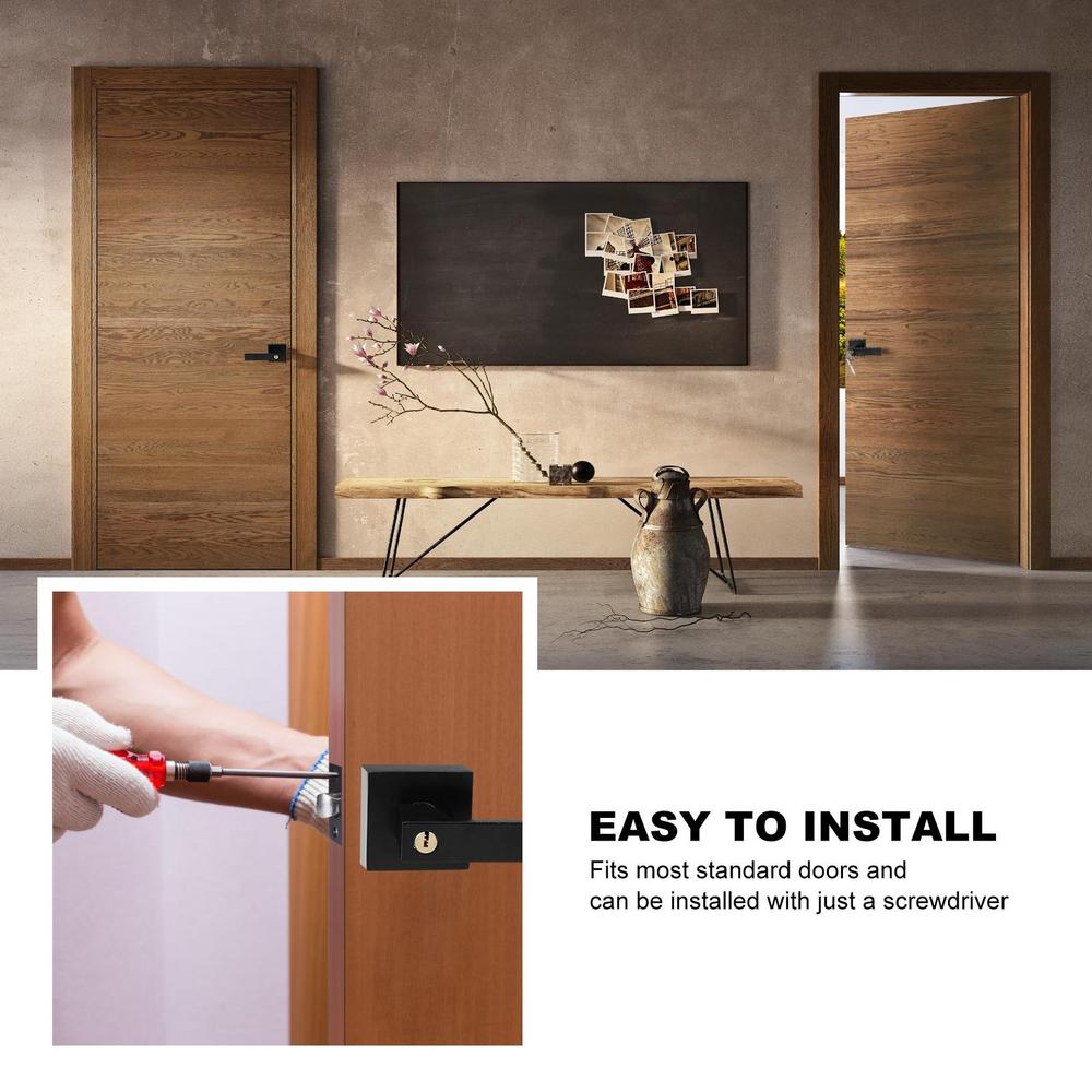 Black Privacy Door Lock Set Keyless Door Handle Interior Door