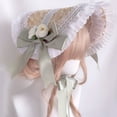 thumbnail image 5 of ZPAQI Elegant Straw Hat withStrap Bonnet Cap Headdress Ruffle Lace Hair Accessories, 5 of 21