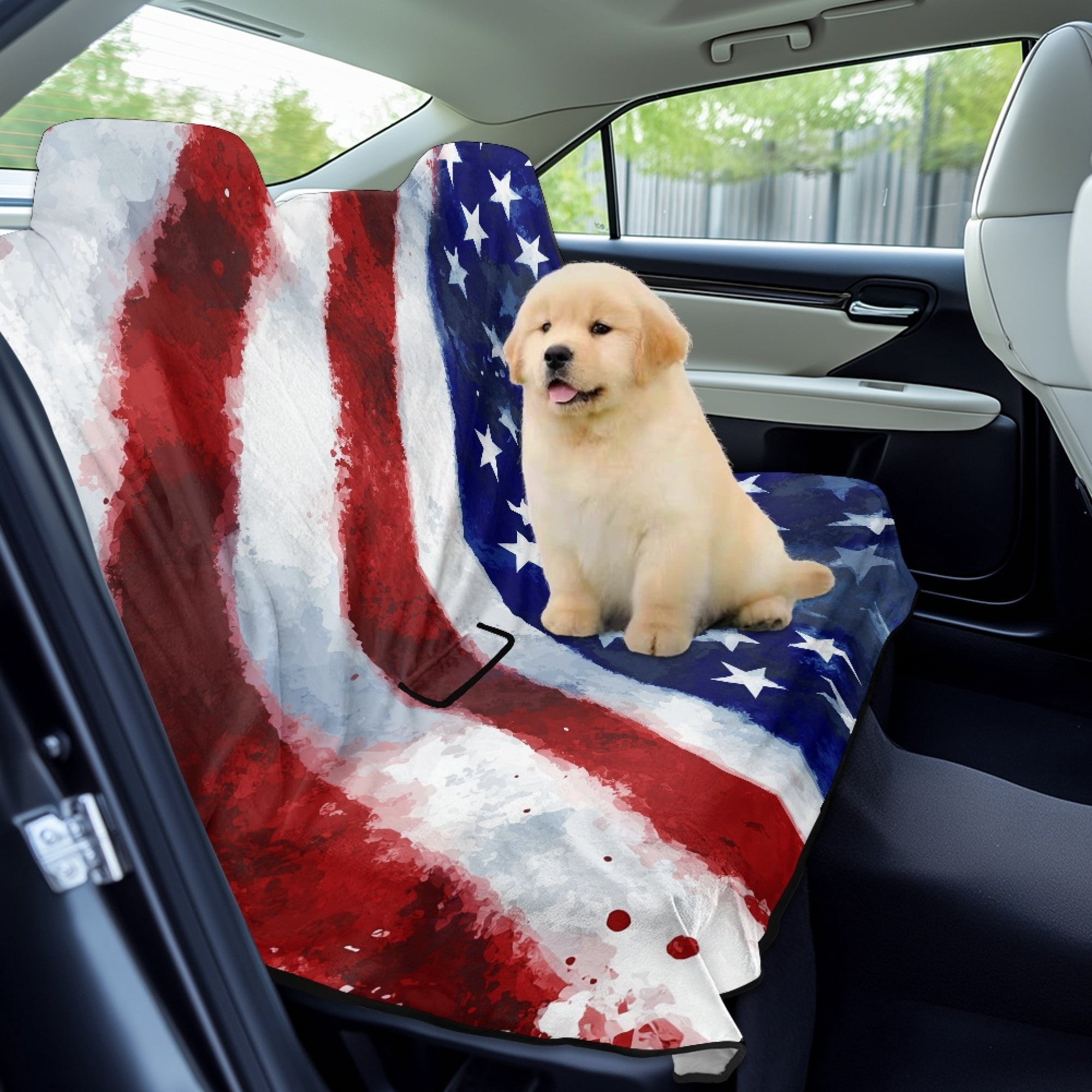 Xixirimido Patriotic American Flag Car Seat Cover Towel Backseat Breathable Rear Bench Towel Seat Covers for 4th of July Non-Slip Universal Fit for Sedan Trucks Van SUV, Auto Seat Protector