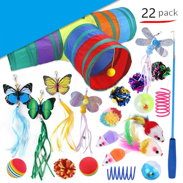 Colorful Pet Toys Set Cats Fishing Rod Funny Cat Stick Tunnel Variety Combinations Supplies Interactive Training Game Props
