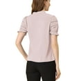 thumbnail image 3 of INSPIRE CHIC Women's Relax Ruffle Cuff Short Sleeve Blouse Bow Tie Collar Blouse, 3 of 7