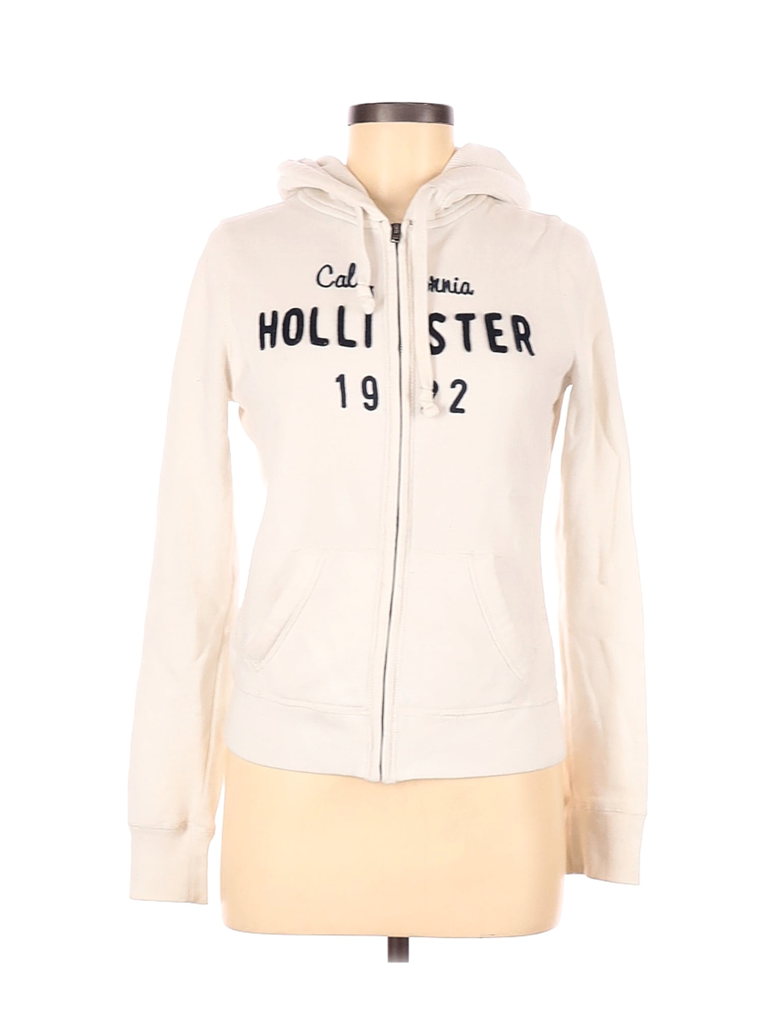 hollister white zip up hoodie