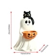 thumbnail image 3 of Halloween Ghost Figurine With Pumpkin Candy Bowl, Ghost Decor with Black Cat on Head, Spooky Cute Halloween Decor, Indoor Outdoor Decorative Ghost for Treats and Decor, A, 3 of 7