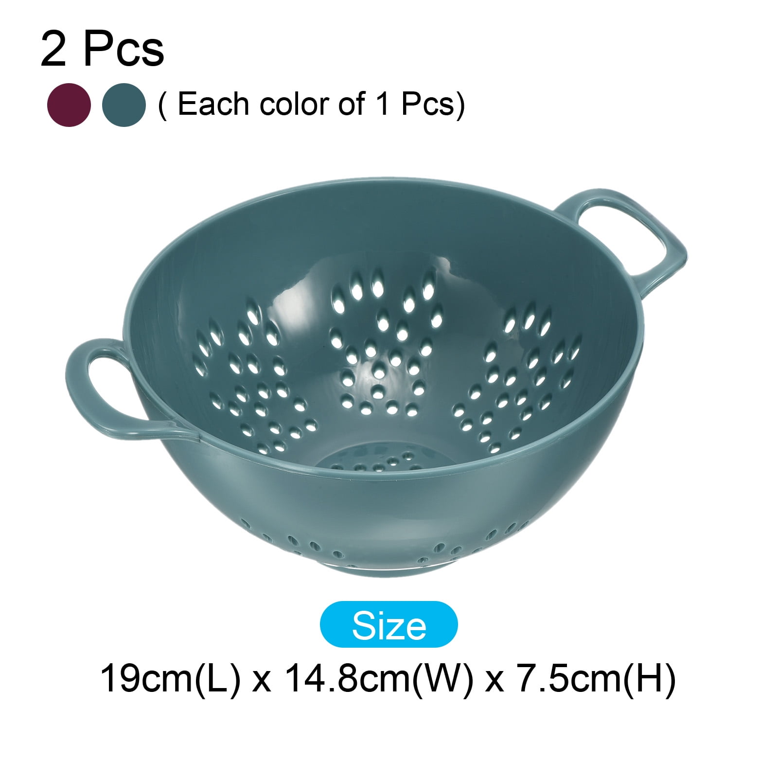 Unique Bargains Rice Washing Strainer Plastic Drainer Basket Light Blue+Purple
