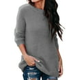 thumbnail image 2 of Daeful Hauts en Tricot pour Femmes Col Rond Chandail Tunique Unie Gris TTP, 2 of 7