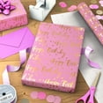 February Birthdat Lettering Hallmark Birthday Wrapping Paper Roll (Gold Lettering on Pink) 20 sq ...