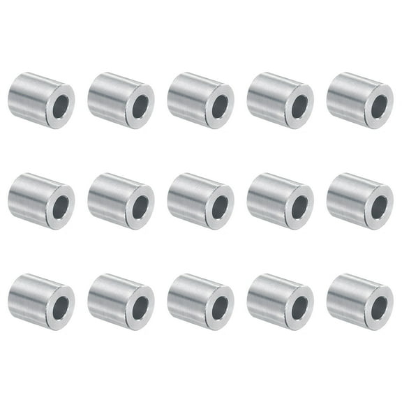 15 Pack Aluminum Spacer 5mm Bore x 10mm OD x 10mm Length Screw Standoff Bushing Plain Finish Round Metal Spacer