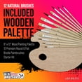 thumbnail image 2 of U.S. Art Supply 12-Piece Artist Paint Brush Set with 9" x 12" Wood Painting Palette - 12 Premium Round & Flat Bristle Paintbrushes - Fun  Adults, Students, School Teachers, Beginners, Starter Kit, 2 of 6