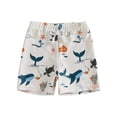 thumbnail image 5 of Boys Swim Trunks with Ocean Whale and Plaid Print Beach Swim Shorts for Kids White 3 Years-4 Years, 5 of 5