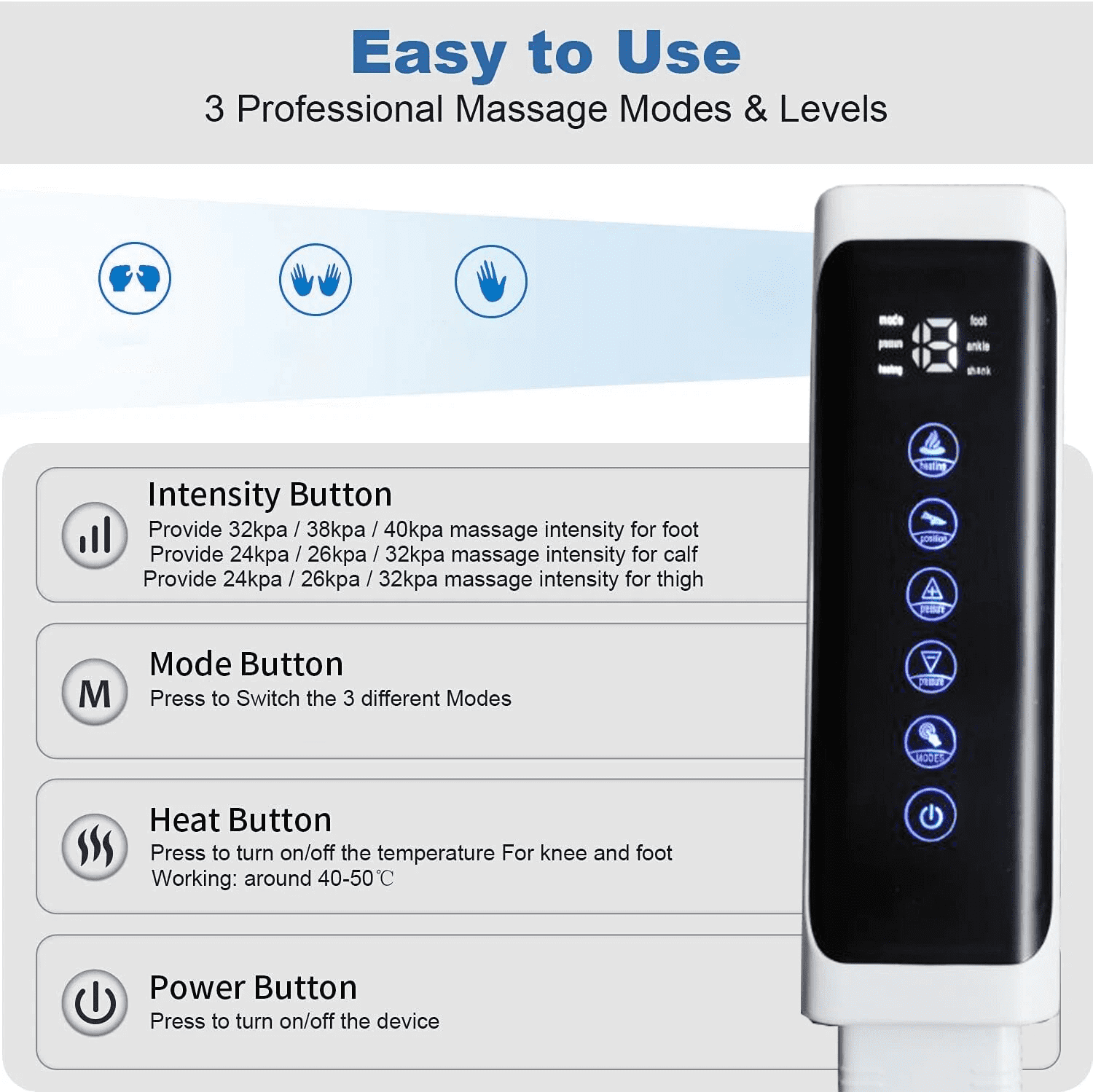 iMeshbean Full Leg Massager Knee & Foot Air Compression Massager w/Heat 6 Modes Relaxation