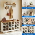 thumbnail image 3 of Dextrus Industrial Entryway Hall Tree Garment Coat Rack with Shoe Bench, Storage Shelves, Beige, 3 of 5