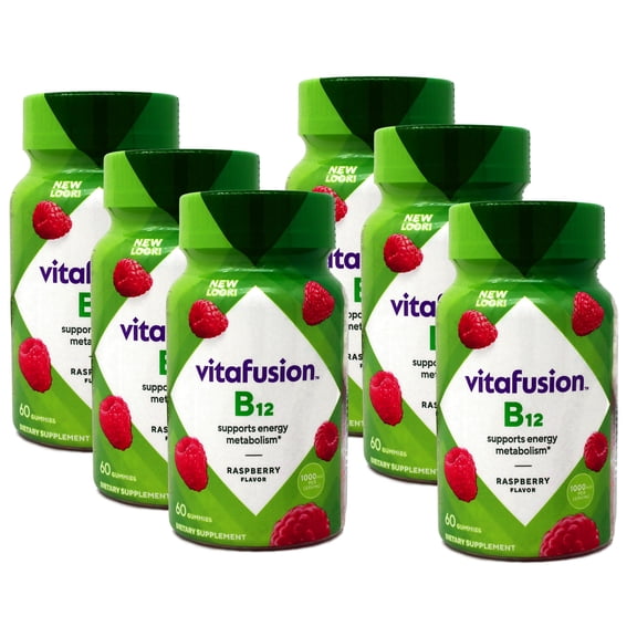 Vitafusion B-12 1000 mcg Energy Support Supplement, 60 ea (Pack of 6)