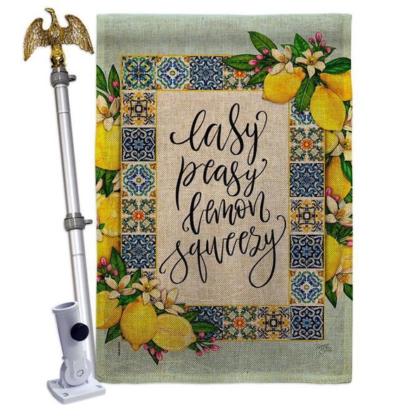 Breeze Decor HS120262-DB-02 Easy Lemon Food Fruit 28 x 40 in. Double-Sided Decorative Vertical House Flag Set for Decoration Banner Garden Yard Gift