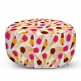 thumbnail image 1 of Ice Cream Pouf Cover with Zipper, Taste of Summer Theme Chocolate and Fruity Flavor Cherries Circle Sprinkles, Soft Decorative Fabric Unstuffed Case, 30" W X 17.3" L, Multicolor, by Ambesonne, 1 of 5