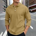thumbnail image 2 of Men's Button Down Long Sleeve Shirt Turndown Collar Pullover Cotton Polyester Spandex Blend Solid Color Casual Top For Daily Office Work | Zenithor,Khaki S, 2 of 7