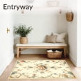 thumbnail image 3 of ODIKA 4'x6' Machine Washable Non-Slip Area Rug, Traditional Blossom Featuring Ornate Medallion and Subtle Beige Palette High Traffic Rug, Ivory, 49007, 3 of 7