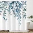 thumbnail image 2 of Blue Eucalyptus Leaves Shower Curtain, Watercolor Leaves on The Top Plant with Floral Bathroom Decoration Shower Curtain Sets 72x72 Inch with Hooks, 2 of 6