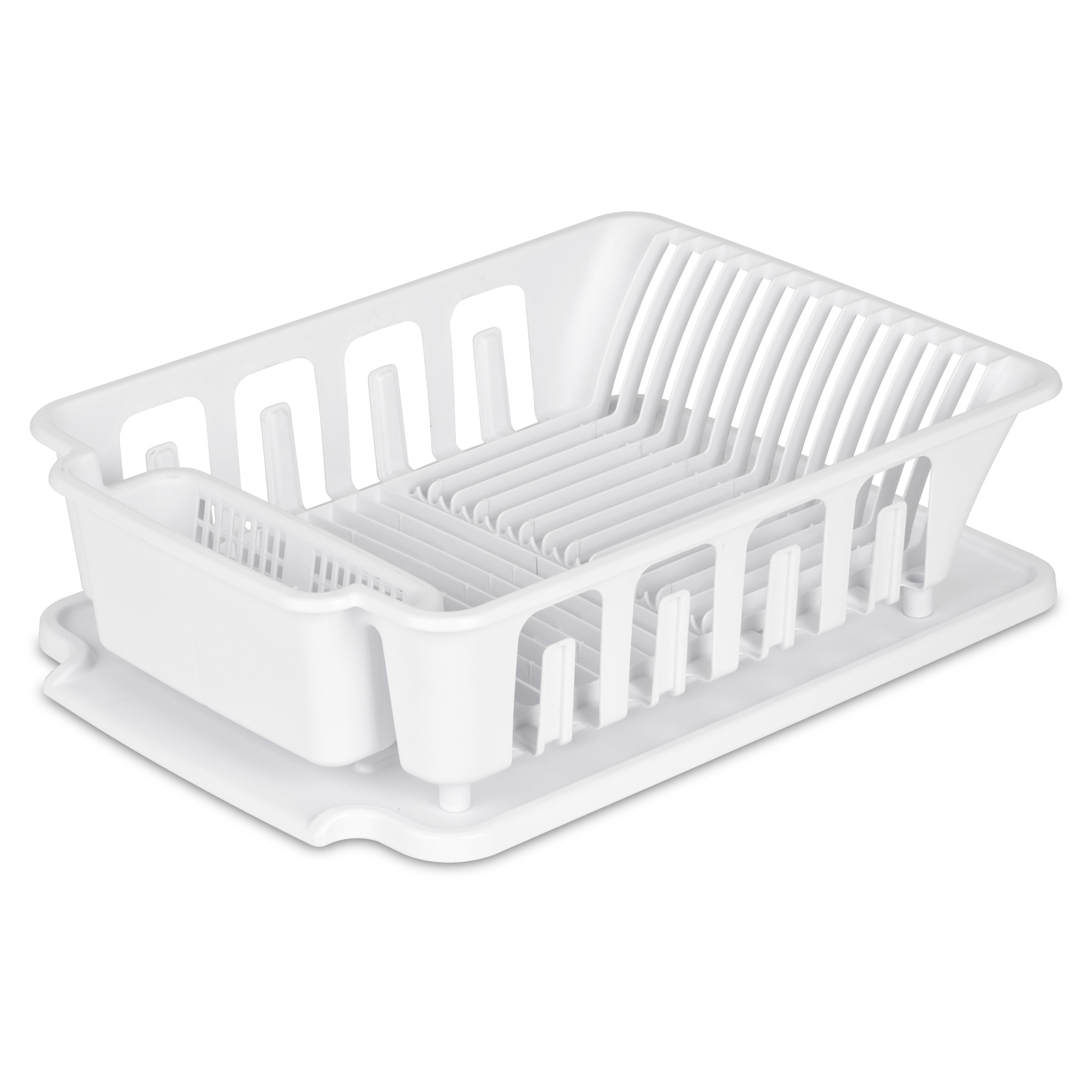 4 pieces Sterilite Small 2 Piece Sink Set, White - Dish Drying